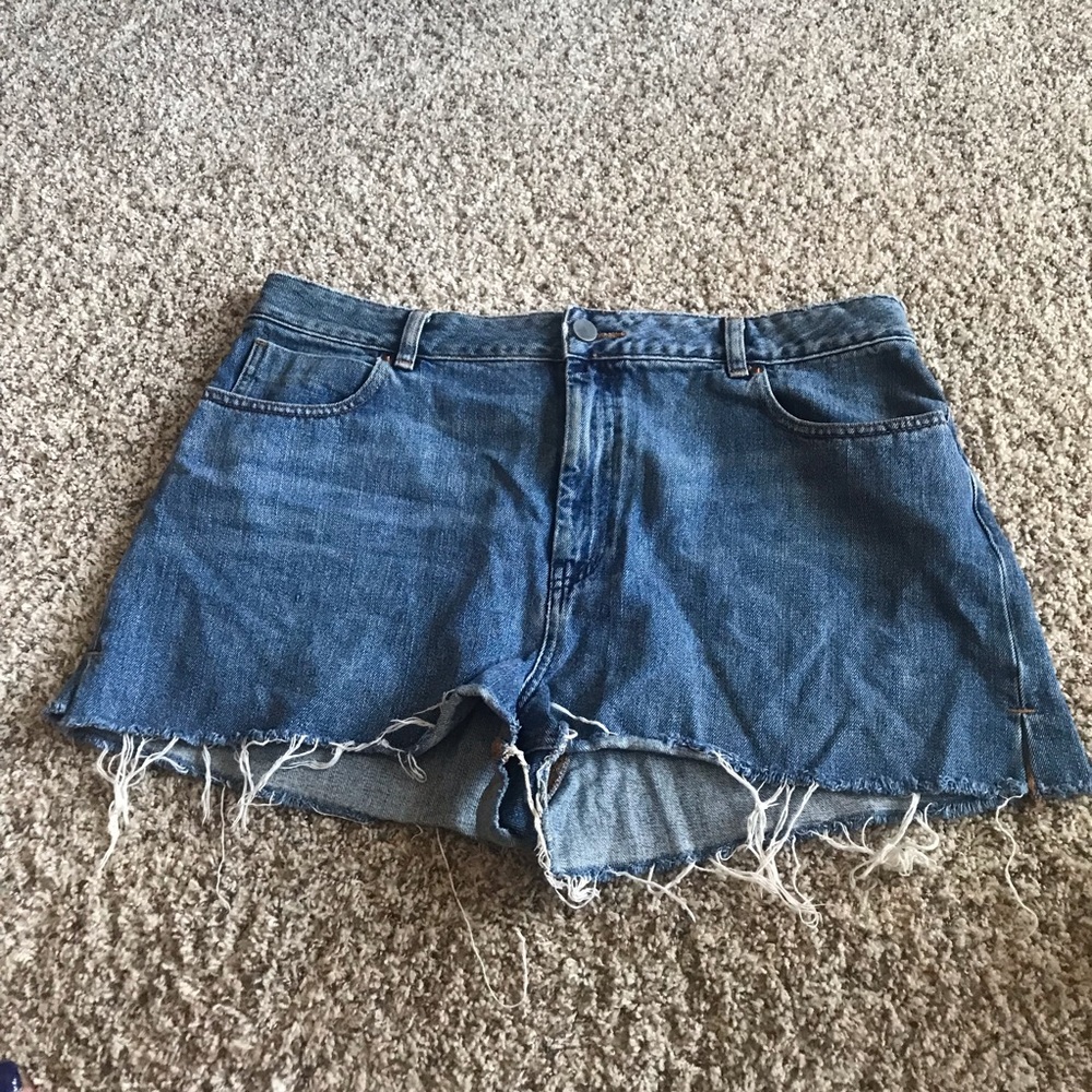 ASOS Distressed Hem, Frayed Denim Shorts, 14
